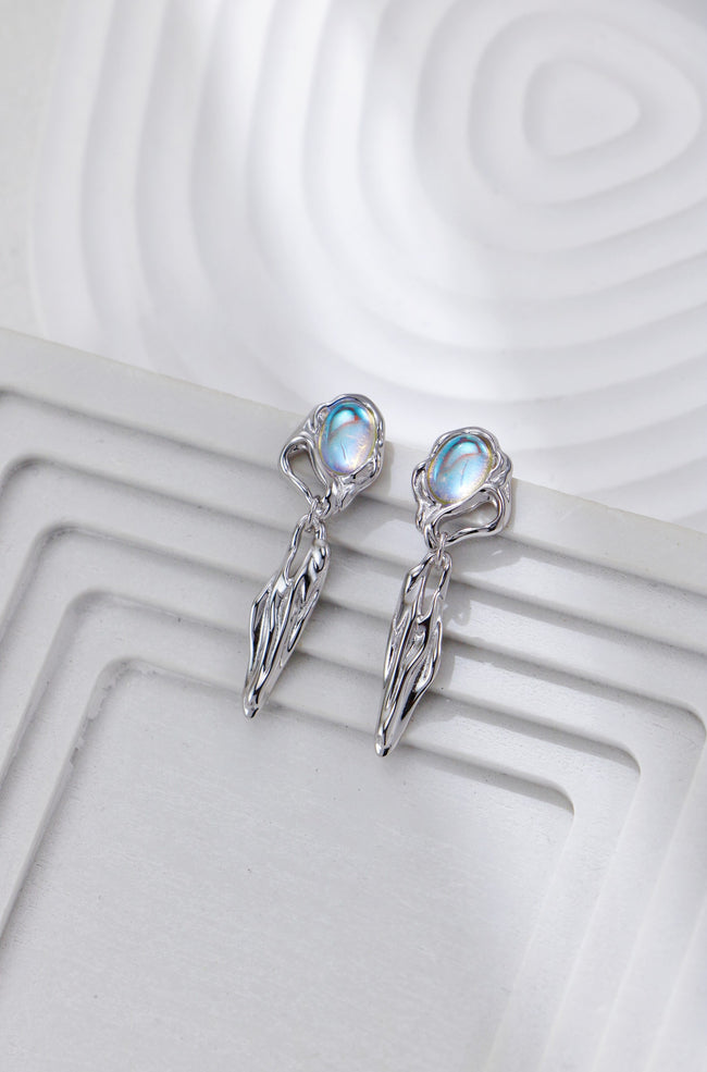S925 Silver Leaf&Pearl Earrings|Morning Dew Elegance Hover Image