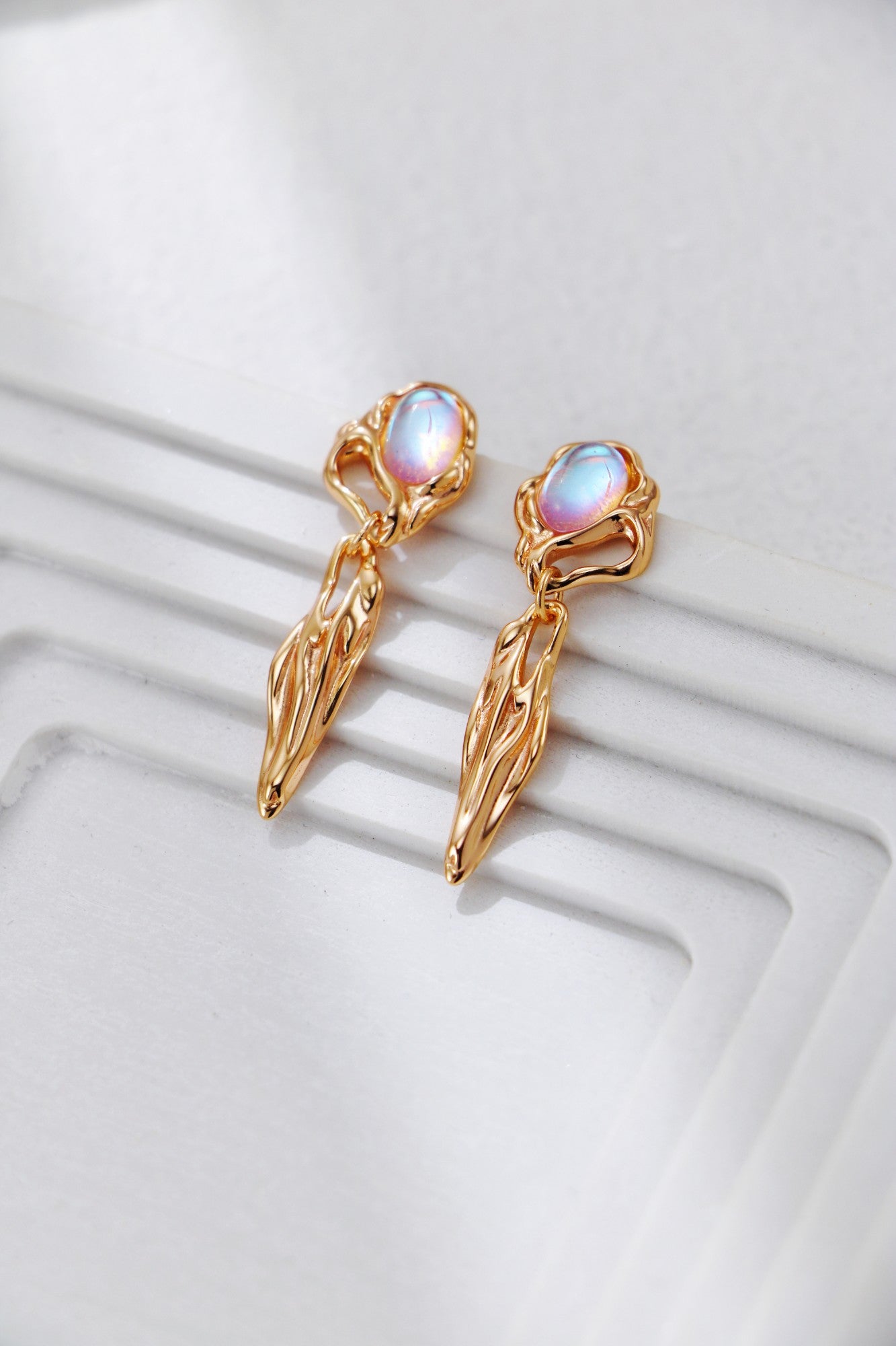 S925 Silver Moonstone Earrings and Necklace Set(Synthetic Moonstone)