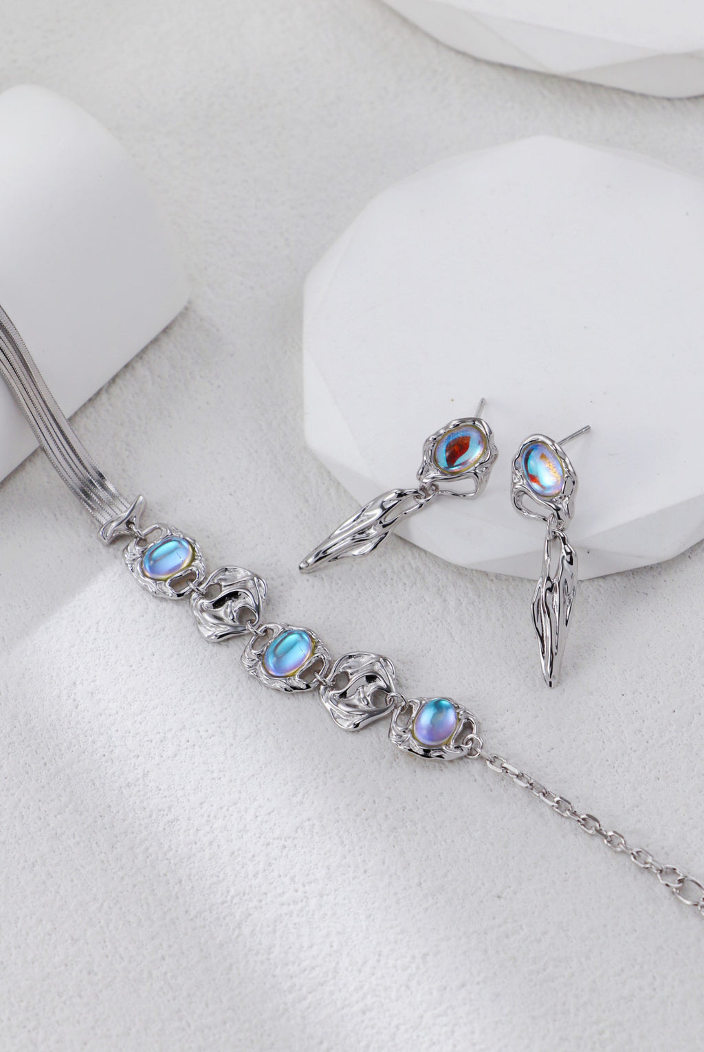 S925 Silver Moonstone Bracelet (Synthetic Moonstone)