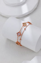 S925 Silver Hetian Jade&Mother of Pearl Clover Bracelet