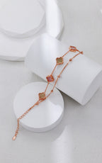 S925 Silver Hetian Jade&Mother of Pearl Clover Bracelet