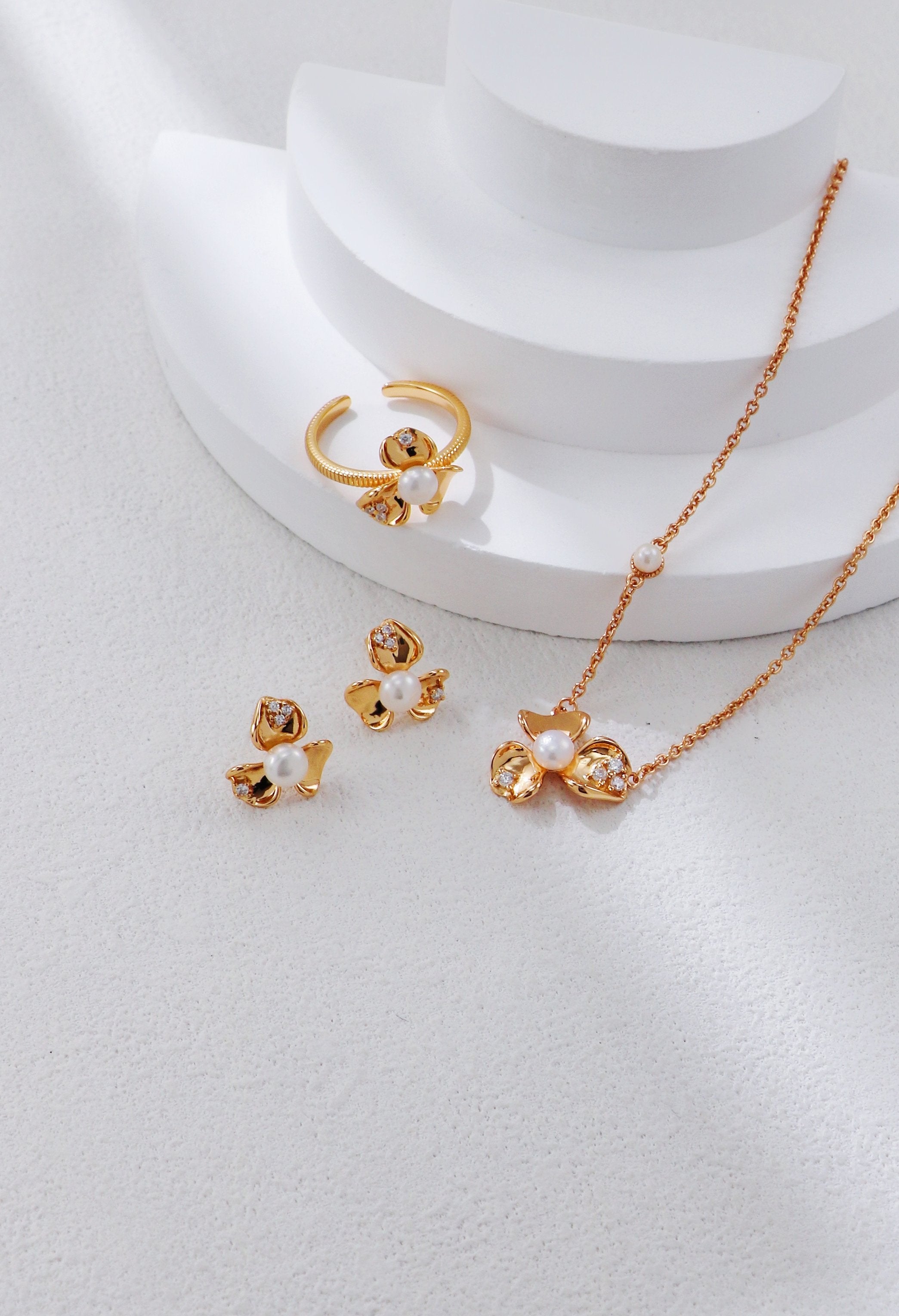 The Botanical Boutique Collection Set | S925 Silver, Pearl & Pavé Blossom