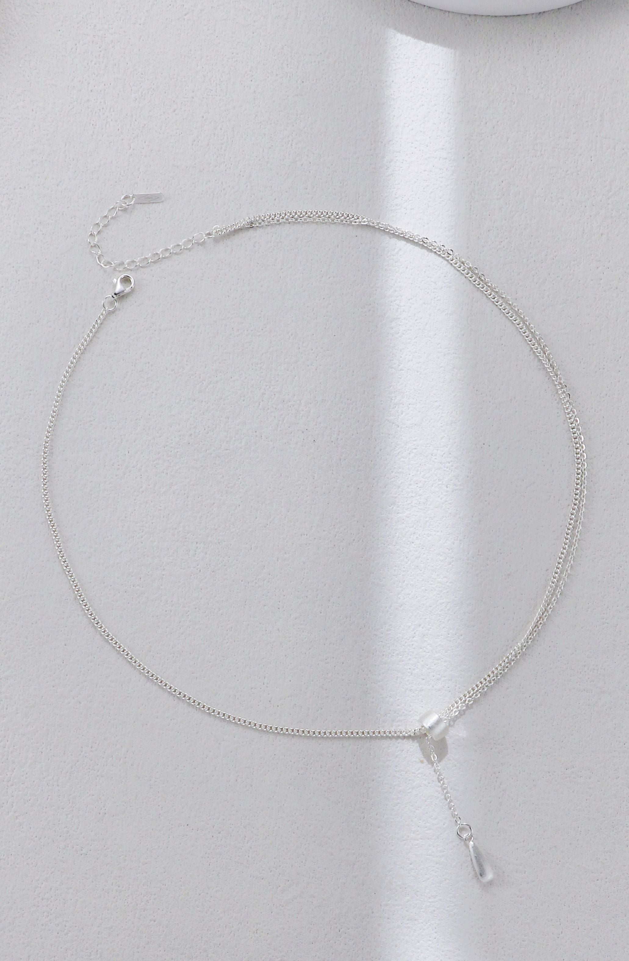 S925 Silver Double Layer Brushed Necklace