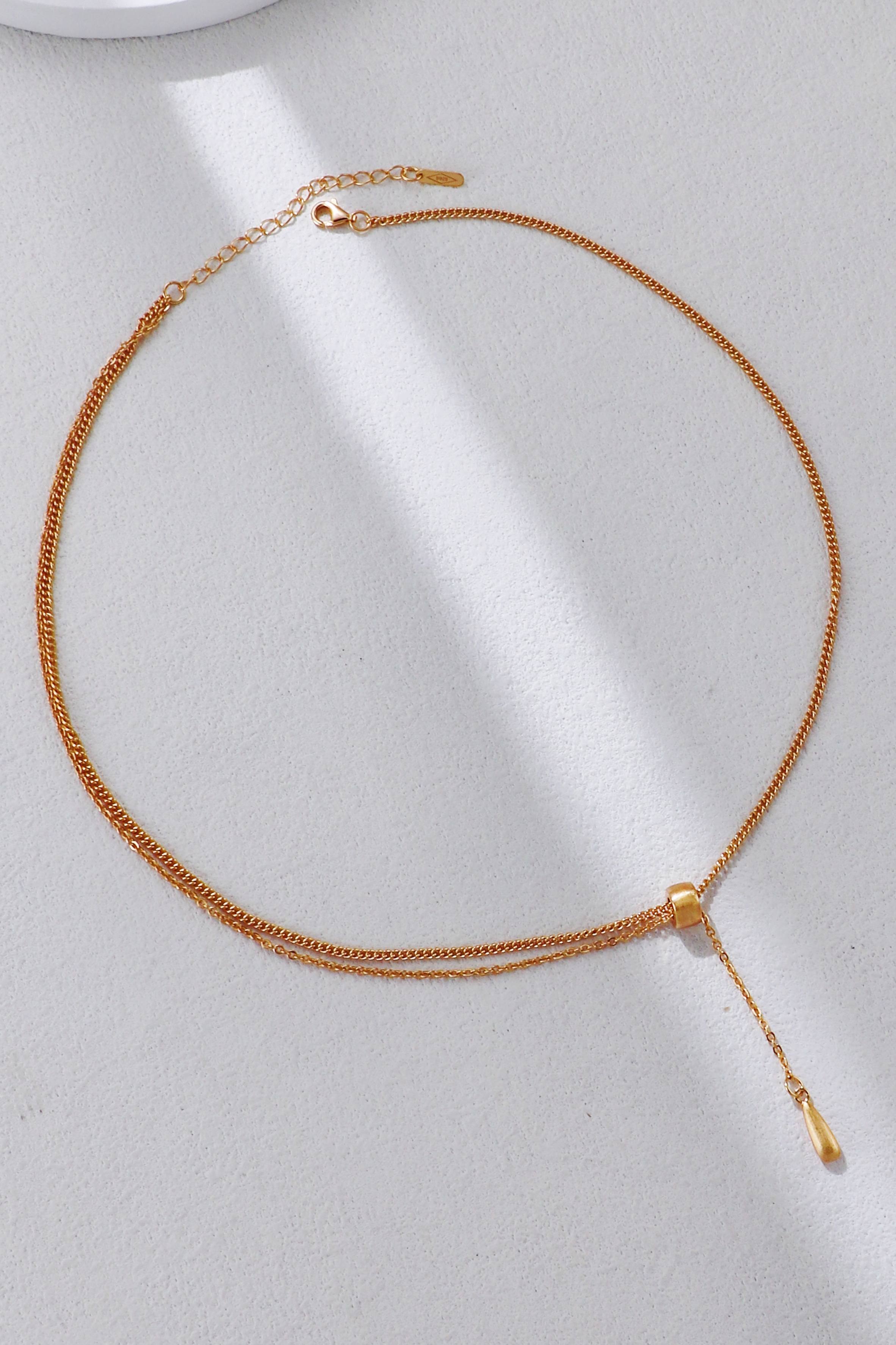 S925 Silver Double Layer Brushed Necklace