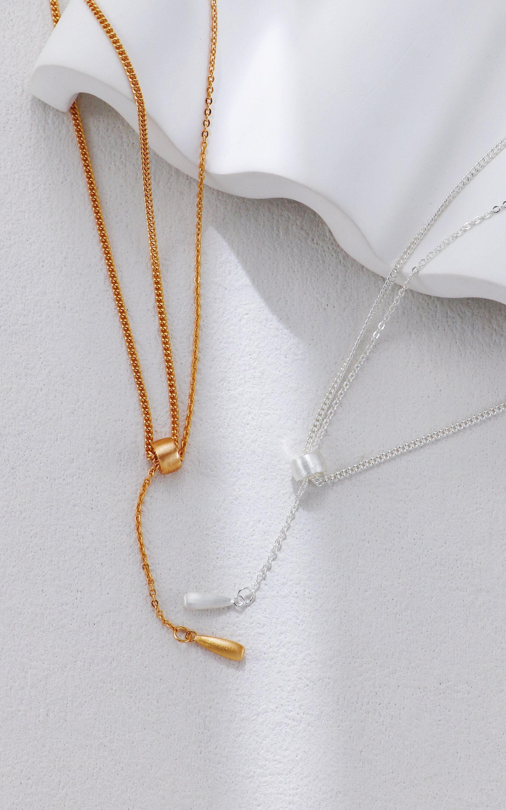 S925 Silver Double Layer Brushed Necklace