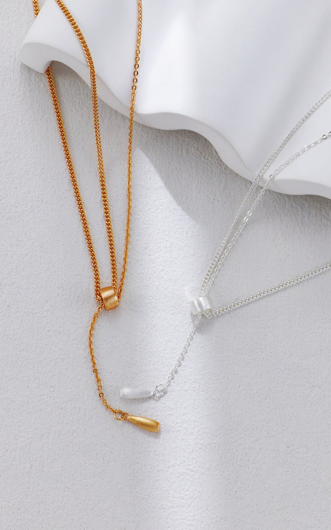 S925 Silver Double Layer Brushed Necklace Main Image