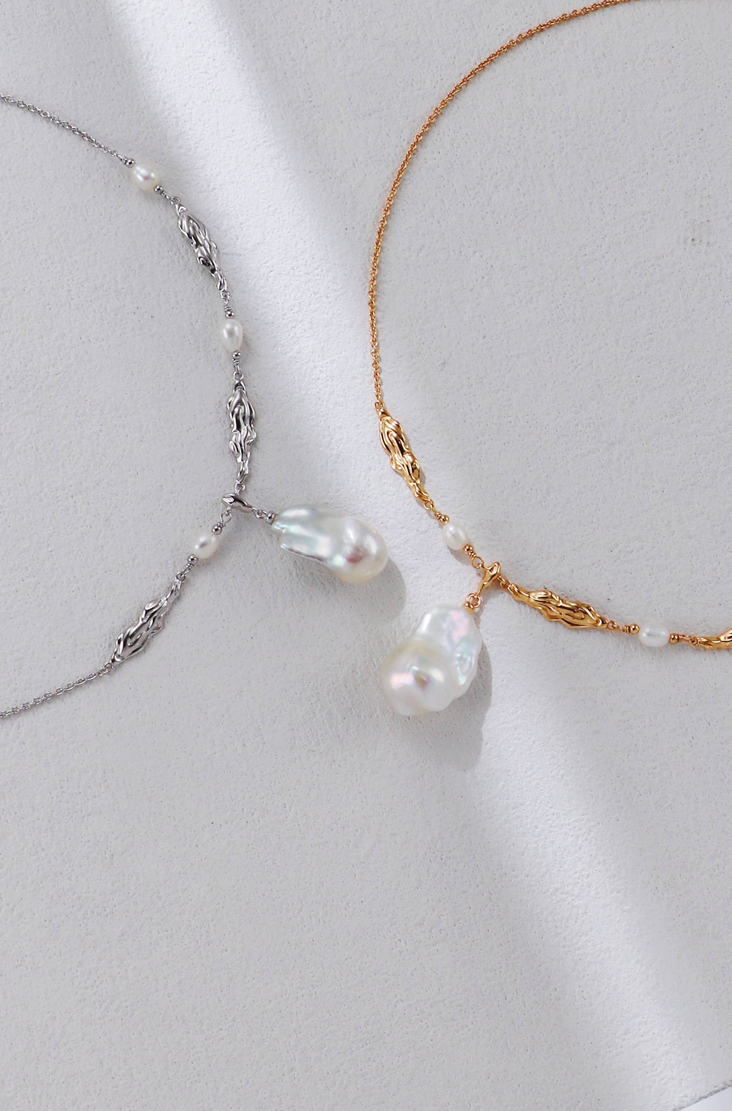 Silver Baroque Pearl Necklace