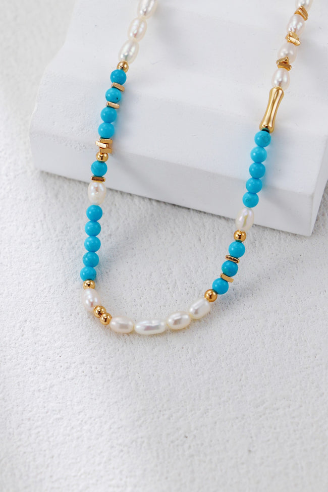 S925 Silver Turquoise&Pearl Necklace Main Image