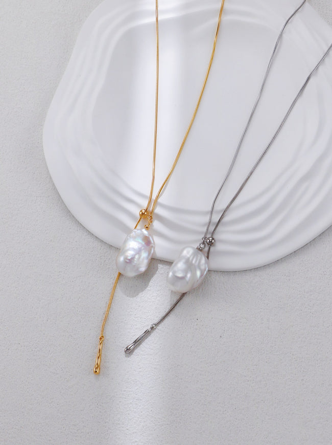 S925 Silver Baroque Pearl Necklace Hover Image