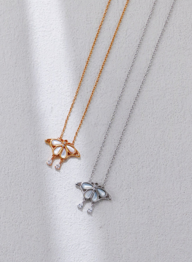 S925 Silver Mother-of-Pearl Butterfly Necklace Main Image