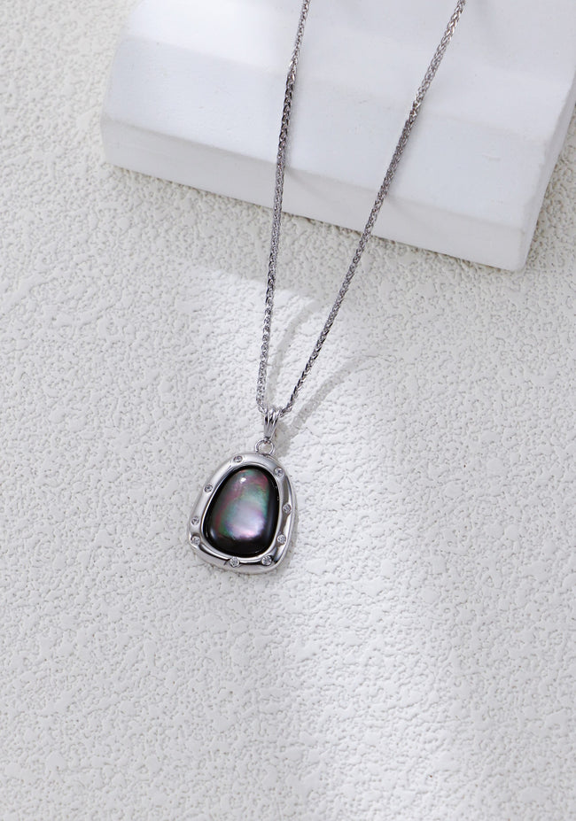 S925 Silver Gray Mother of Pearl Necklace Main Image