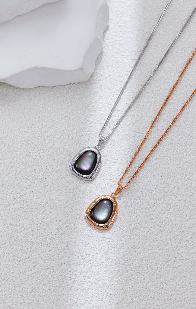 S925 Silver Gray Mother of Pearl Necklace Hover Image