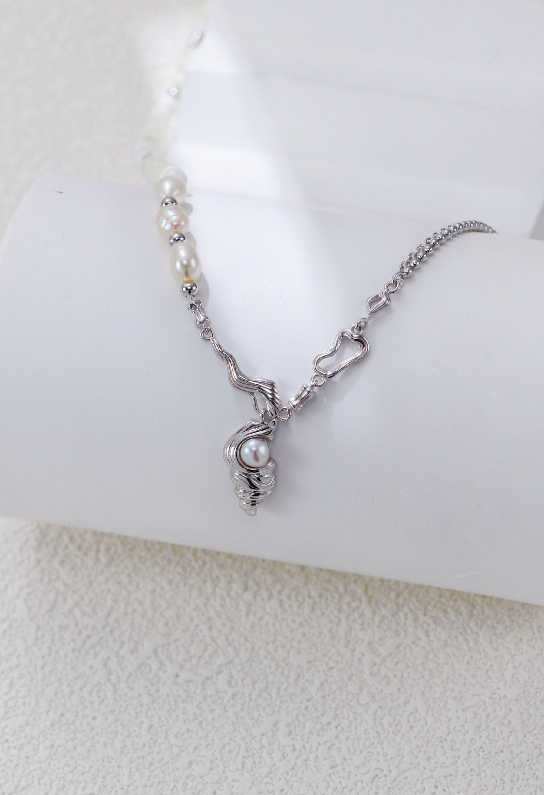 S925 Silver Conch Pearl Necklace