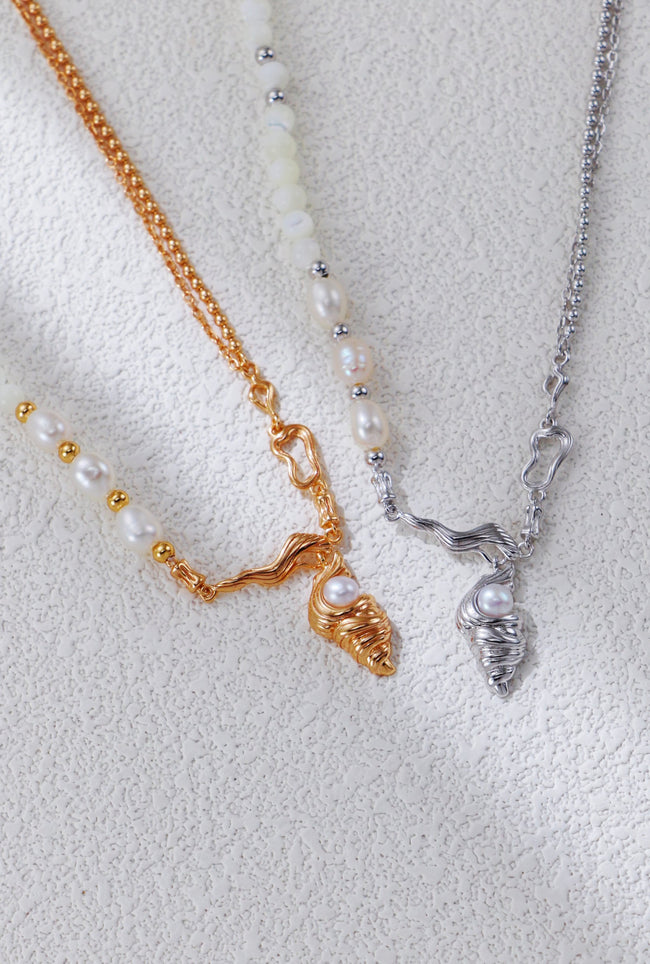 S925 Silver Conch Pearl Necklace Hover Image