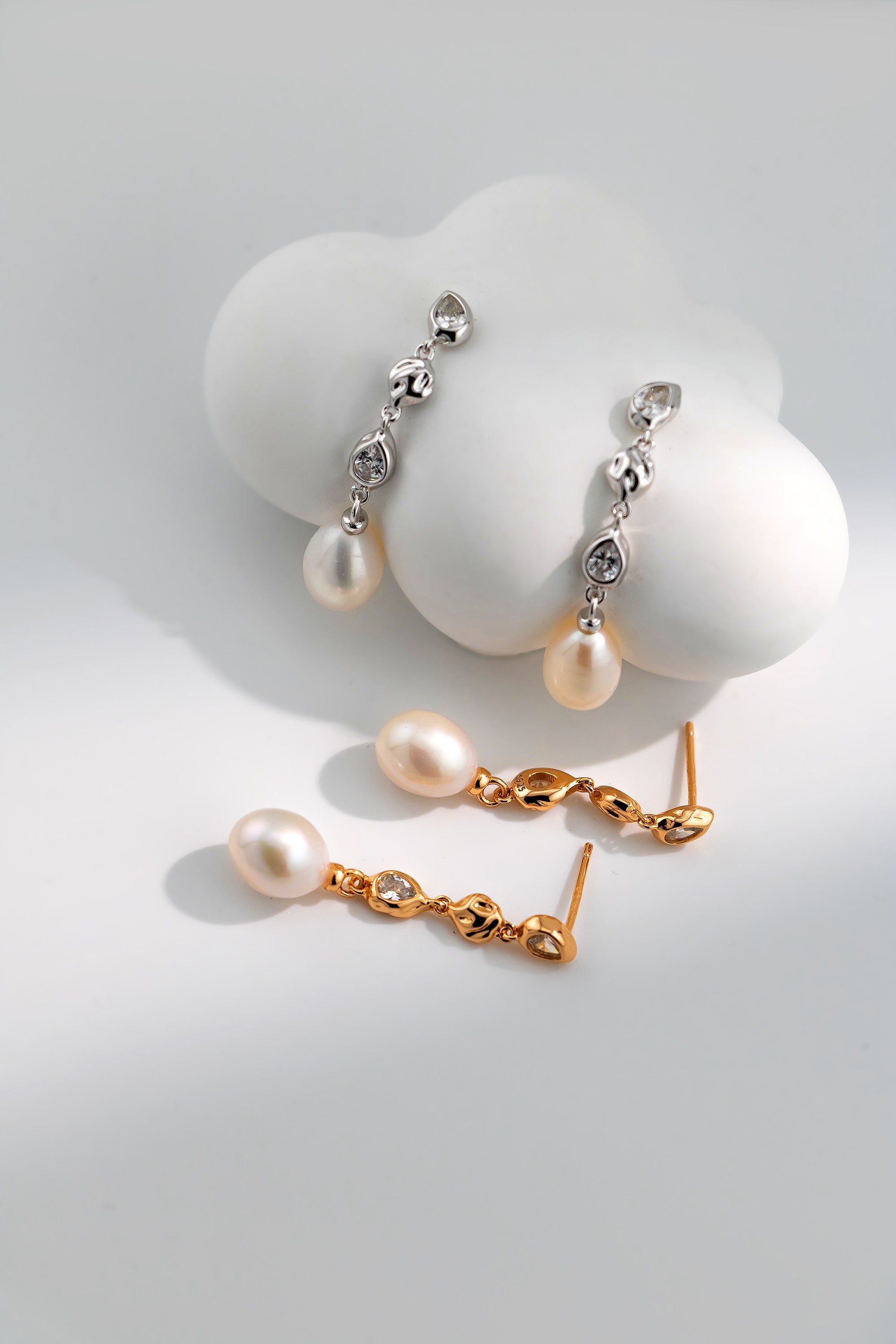 S925 Silver Long Drop Pearl Earrings | Retro Elegance