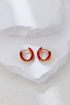 S925 Silver Vintage Gold Red Enamel Earrings