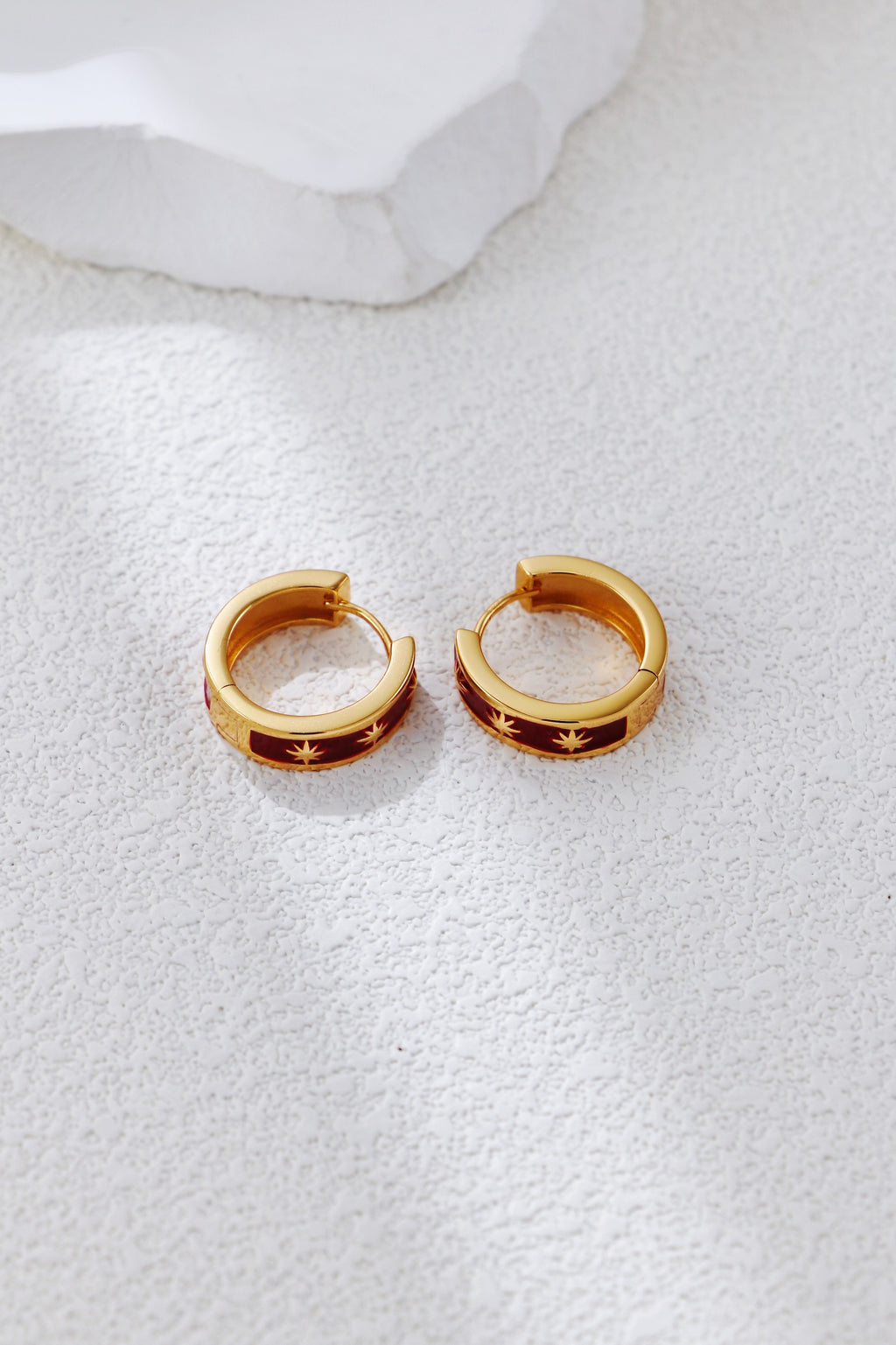 S925 Silver Vintage Gold Red Enamel Earrings