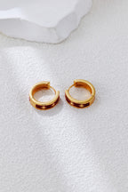 S925 Silver Vintage Gold Red Enamel Earrings