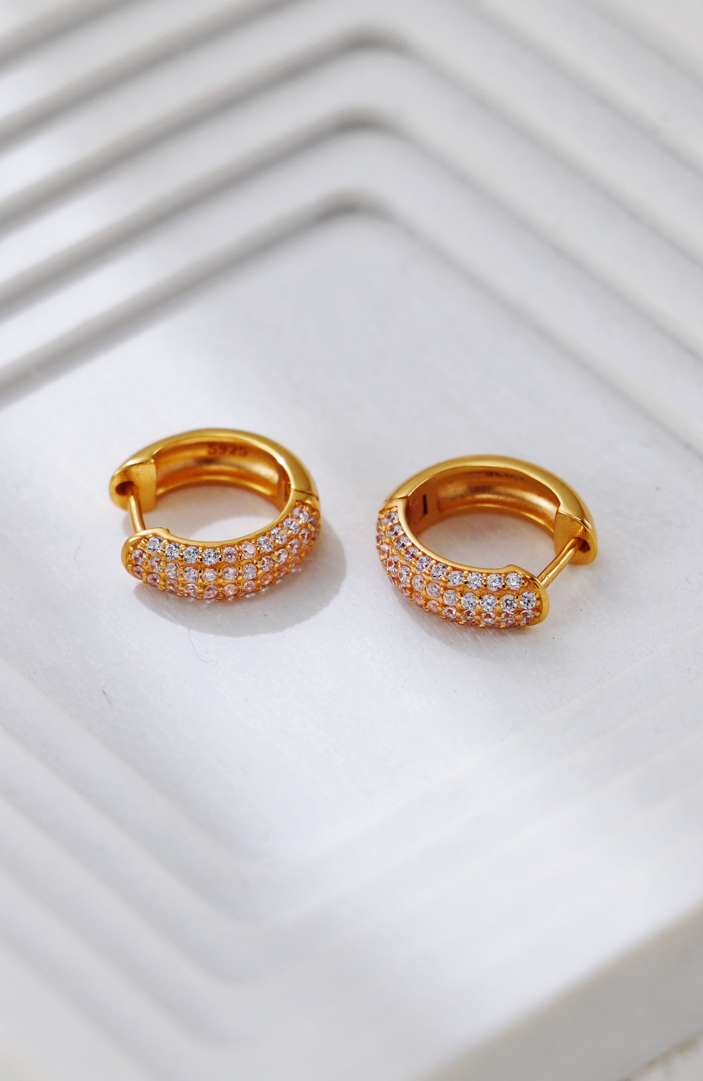 S925 Silver Minimalist Zircon Hoop Earrings