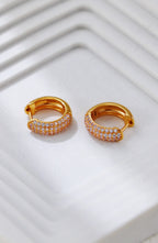 S925 Silver Minimalist Zircon Hoop Earrings
