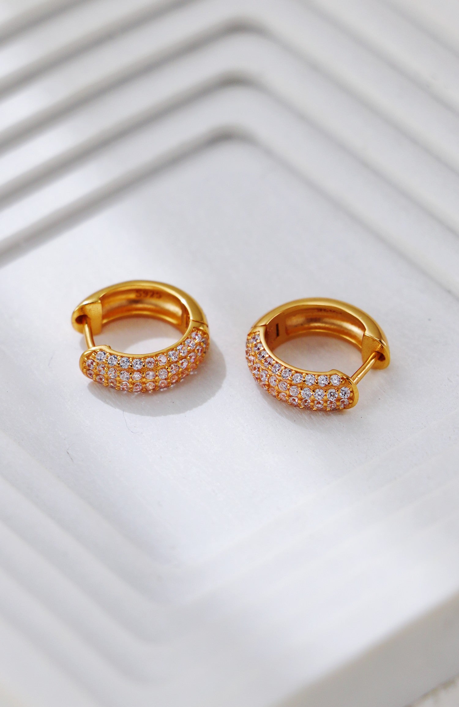 S925 Silver Minimalist Zircon Hoop Earrings