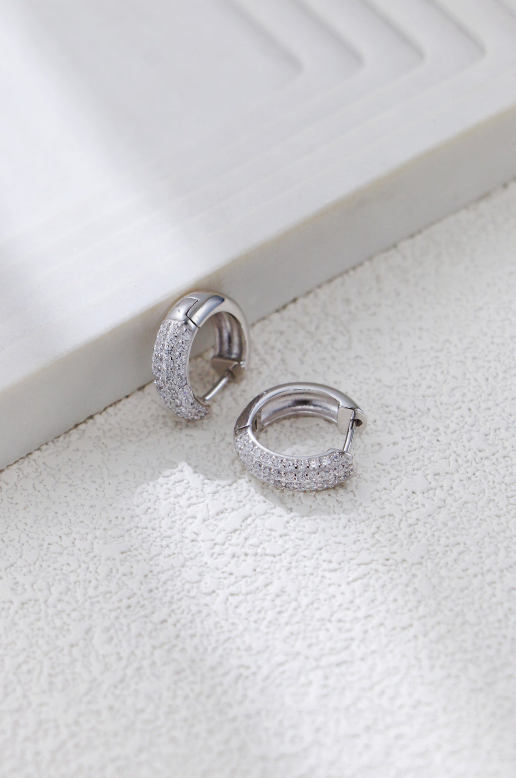 S925 Silver Minimalist Zircon Hoop Earrings
