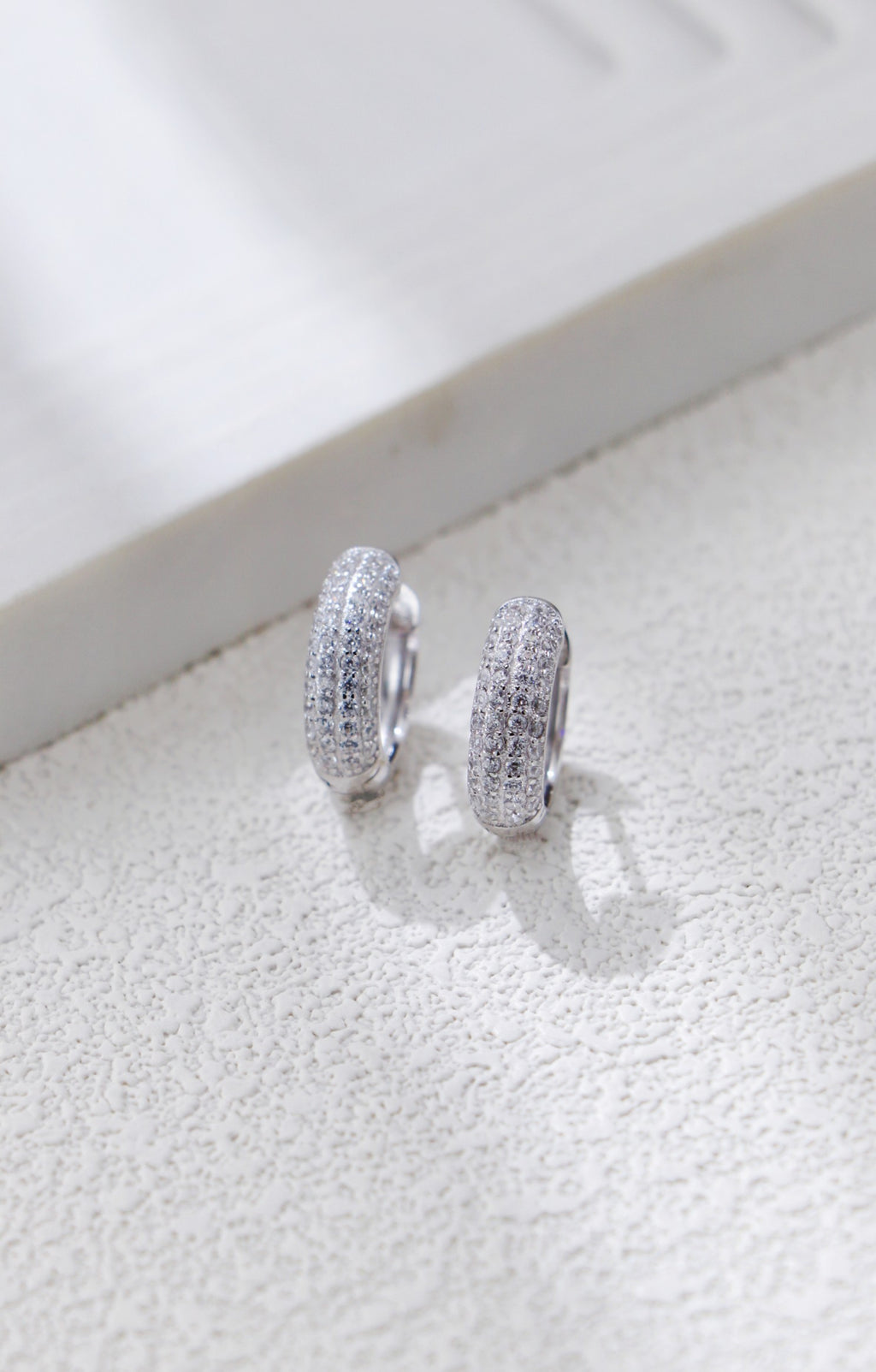 S925 Silver Minimalist Zircon Hoop Earrings