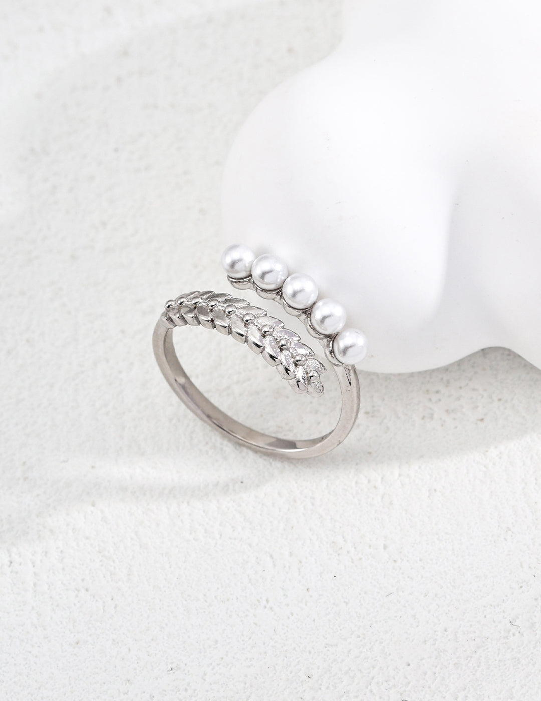Sterling Silver Faux Pearl Statement Ring