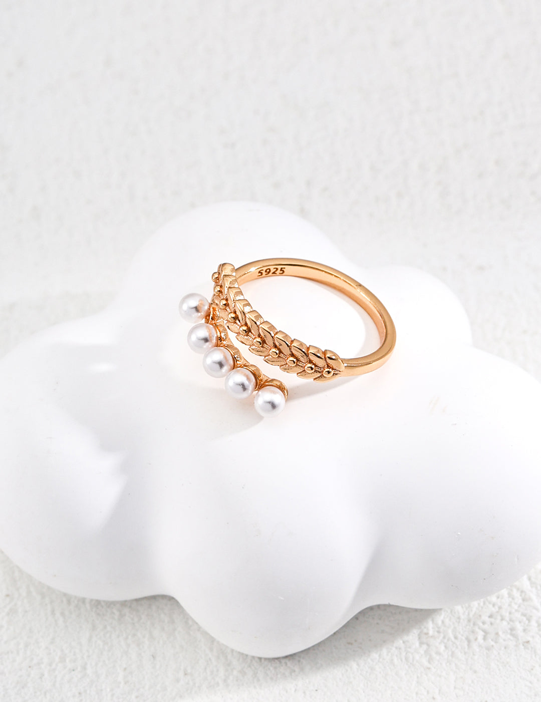 Sterling Silver Faux Pearl Statement Ring
