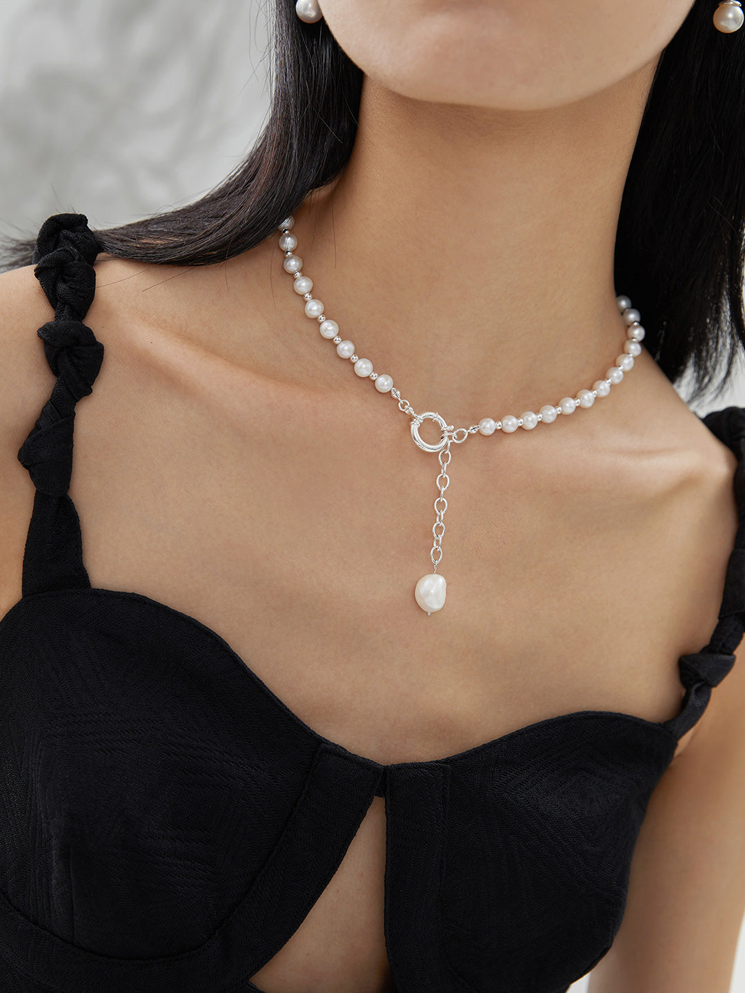 Pearl Restructured Series | Sterling Silver Pearl Necklace