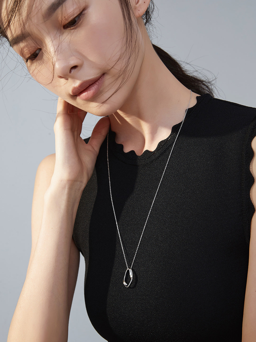 Sterling Silver Necklace | Minimalist Twist Design