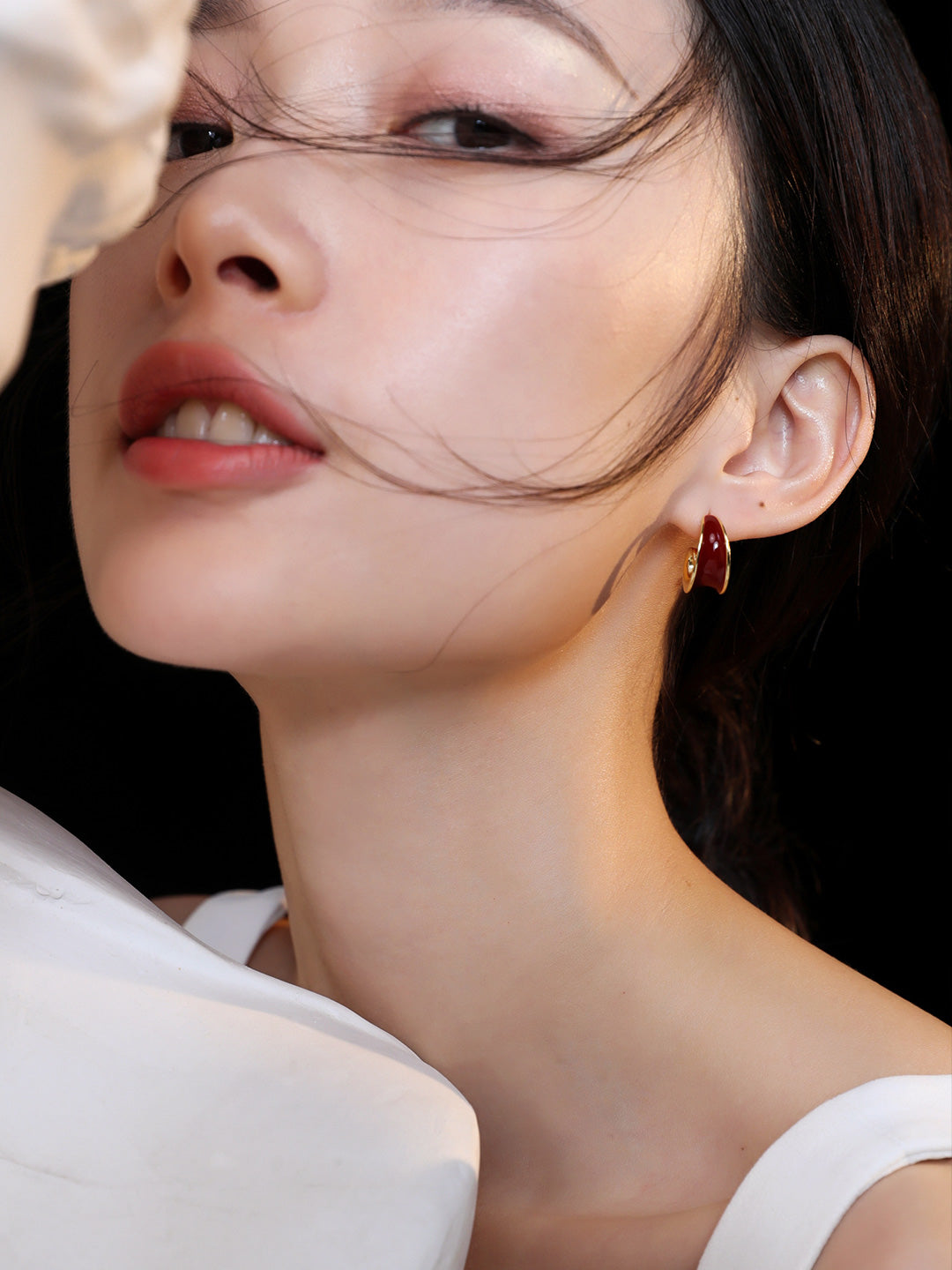 Crimson Love Enamel Earrings|Vibrant Red Daily Wear