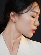 Geometric Pearl Drop Earrings|Modern Sterling Silver for Women