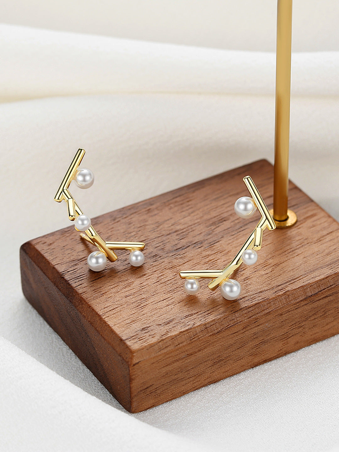 Geometric Pearl Drop Earrings|Modern Sterling Silver for Women