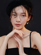 Luminous Shell Pearl Earrings|Minimalist Sterling Silver Jewelry