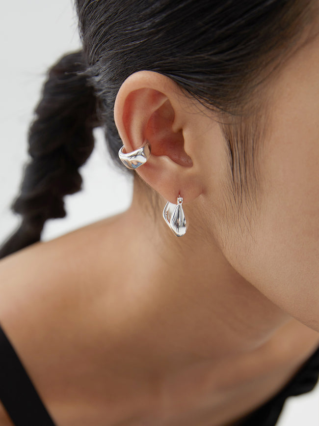 Lava Series|Raw Sterling Silver Earrings Hover Image