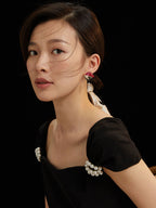 Chinese Red Enamel Earrings|Asymmetrical Geometric Sterling Silver