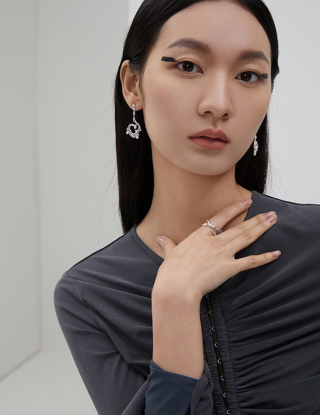 Sterling Silver Natural Style Stream Ring