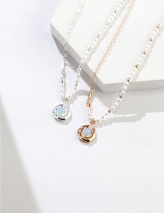 The Alpine Oasis Collection | Fluid Sterling Silver & Blue Opal Necklace