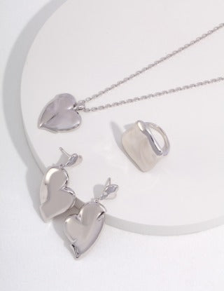 Sterling Silver Heart-shaped Earrings Hover Image