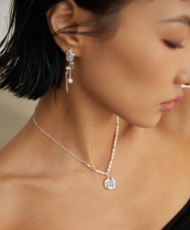 Sterling Silver Opal Necklace Main Image