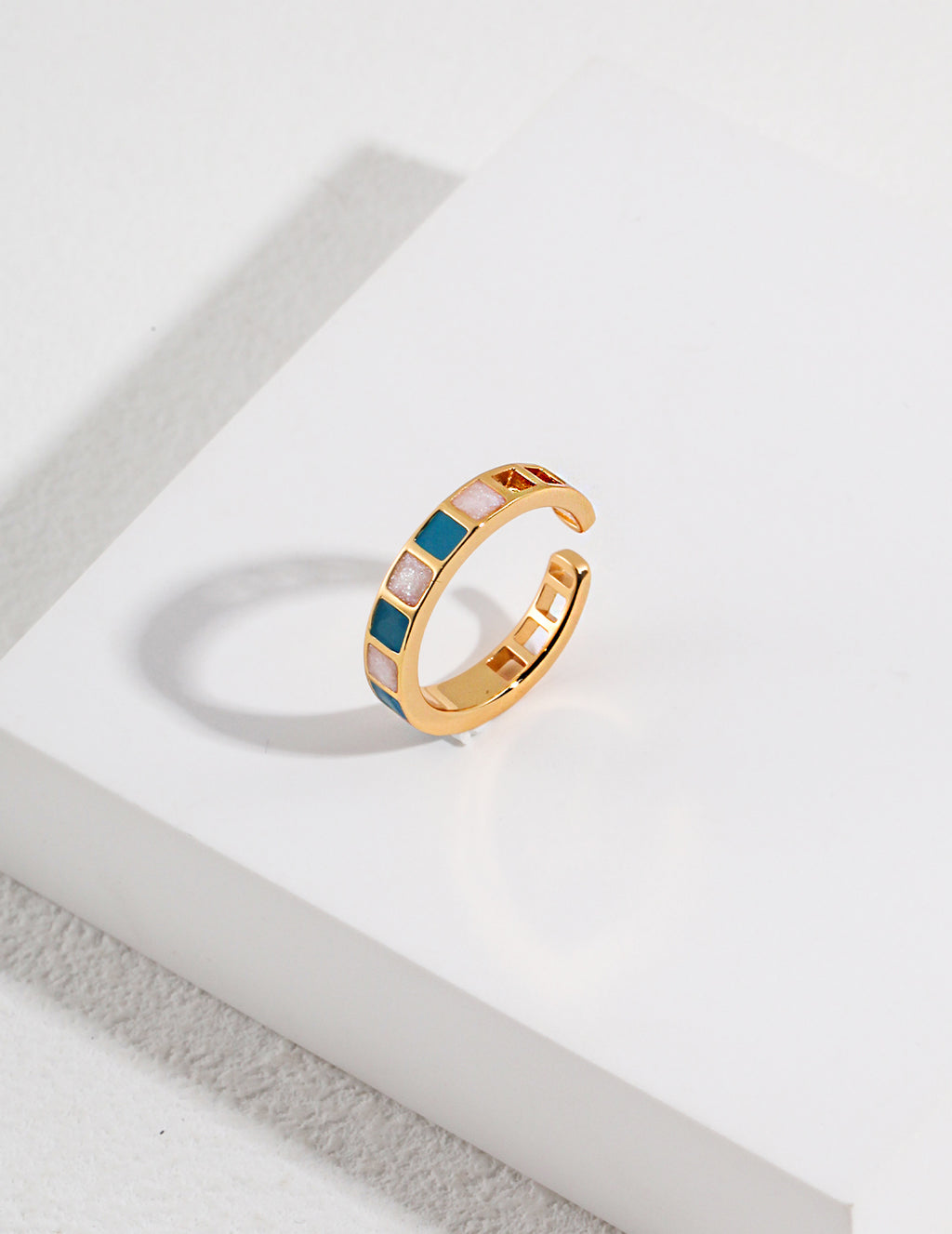 Morandi Color Square Enamel Ring