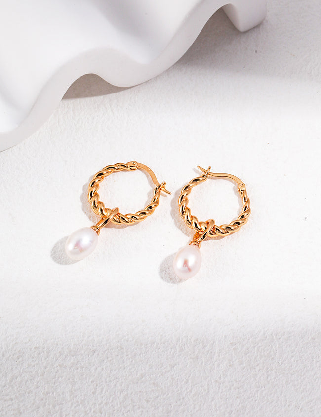 Timeless Pearl Earrings|Sterling Silver Classic Elegance Hover Image