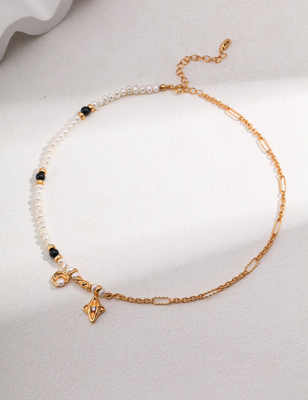 Sterling Silver Pearl Necklace | Moon & Star Series