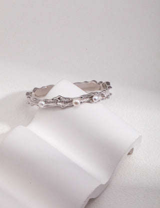 Sterling Silver Pearl Bangle Main Image