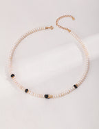 Sterling Silver Enamel Pearl Necklace