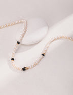 Sterling Silver Enamel Pearl Necklace