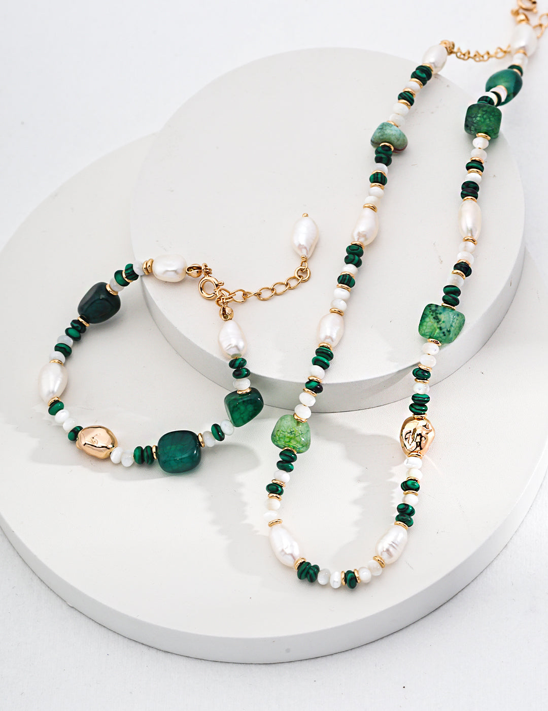 Sterling Silver Pearl & Agate Necklace