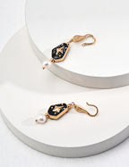 Sterling Silver Enamel&Pearl Earrings|Modern Classic Elegance