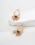 Sterling Silver Black Onyx&Tiger’s Eye Vintage Earrings|Timeless Retro Charm